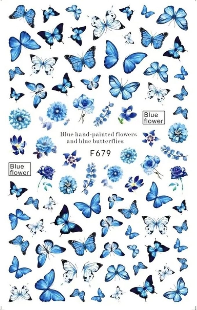 Nagelstickers Flowers and Butterflies ( 679 ) 12.5 x 7.5 cm