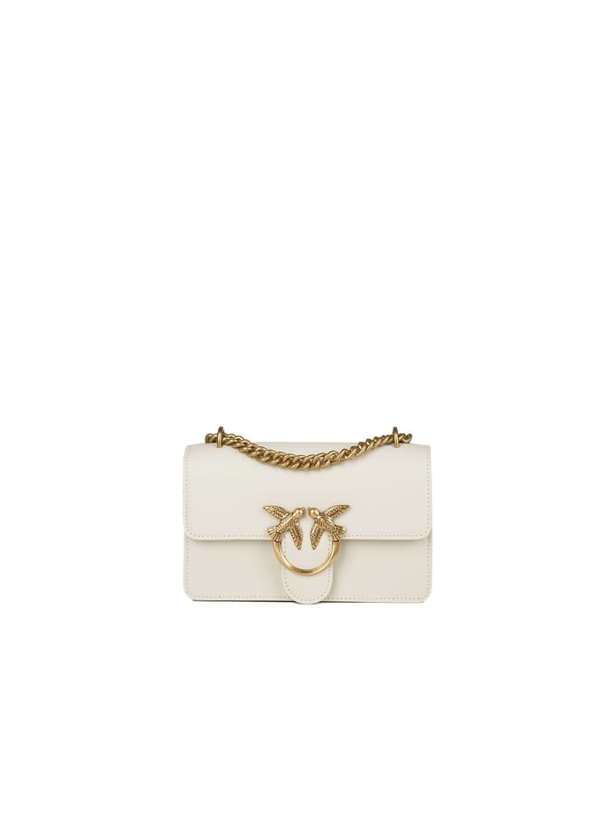 PINKO Schoudertas Love One Mini DC White - Antique Gold Crème