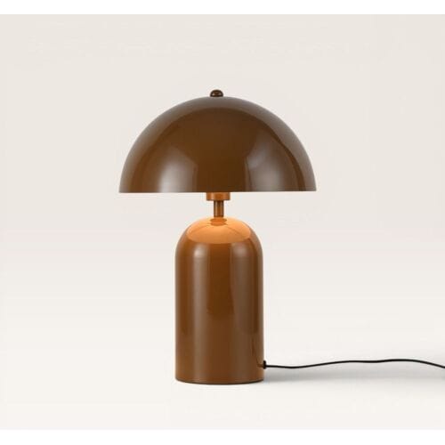 LUSENZ Asteri - Mushroom lamp 40 cm - E14 fitting - Retro design - Dressoir lamp - Bruin metaal - Met aan/uit-schakelaar
