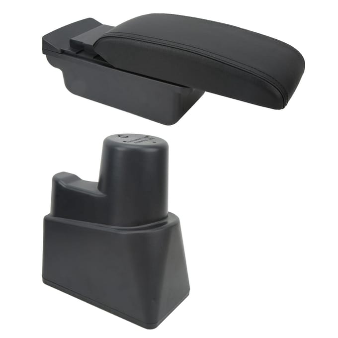 Middenconsole Armsteun Opbergdoos met 3 USB-poorten LED Sfeerverlichting Dubbele Laag Verstelbaar black