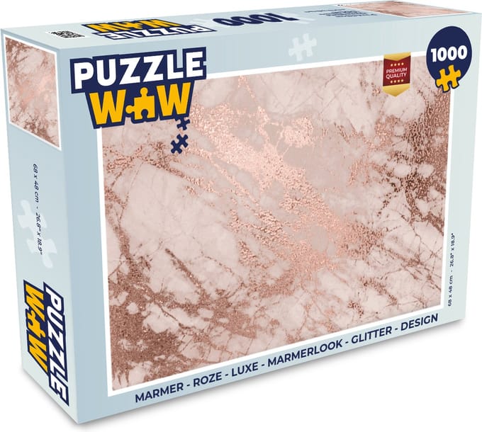 Puzzel Marmer - Roze - Luxe - Marmerlook - Glitter - Design - Legpuzzel - Puzzel 1000 stukjes volwassenen
