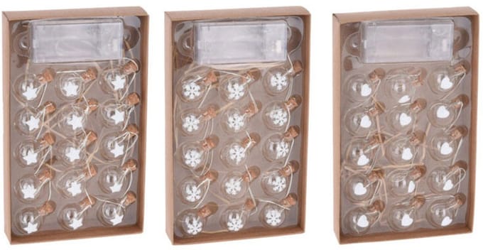 Draadslinger met 15 Kerstballetjes Led Warm White