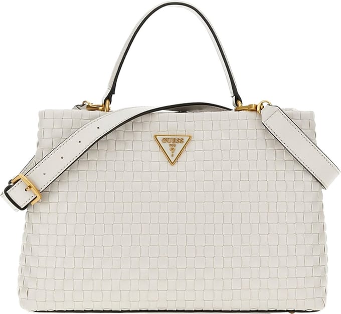 GUESS Handtas Schoudertas Lisbet Woven Handbag Stone Crème