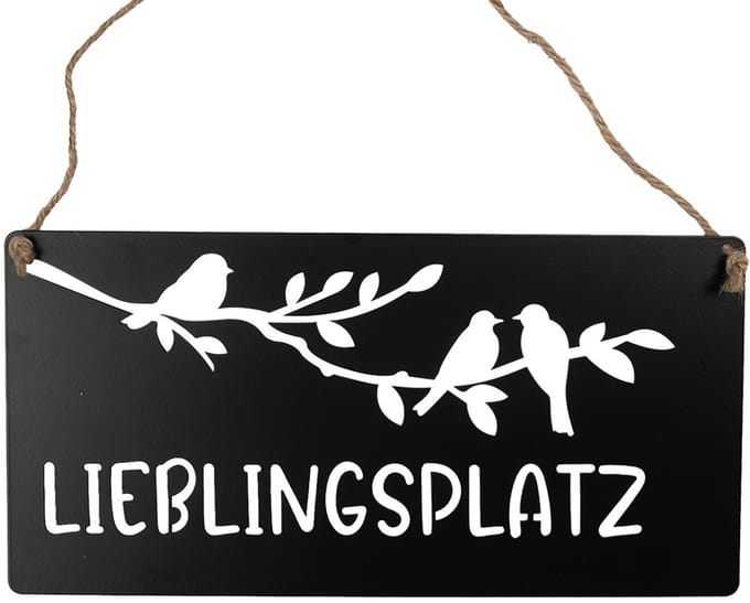 Clayre & Eef Tekstbord 30x15 cm Zwart Metaal