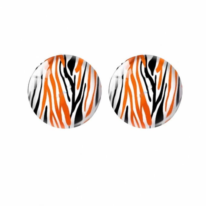 Clip Oorbellen Oker Zwart Streep 2 cm