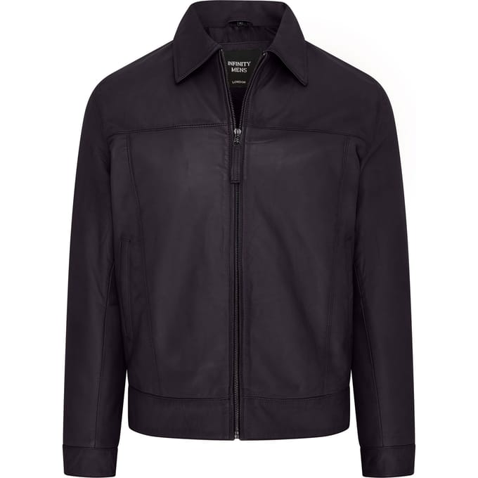 Heren Zwart Retro Klassiek Leren Harrington Bikerjack - Drammen