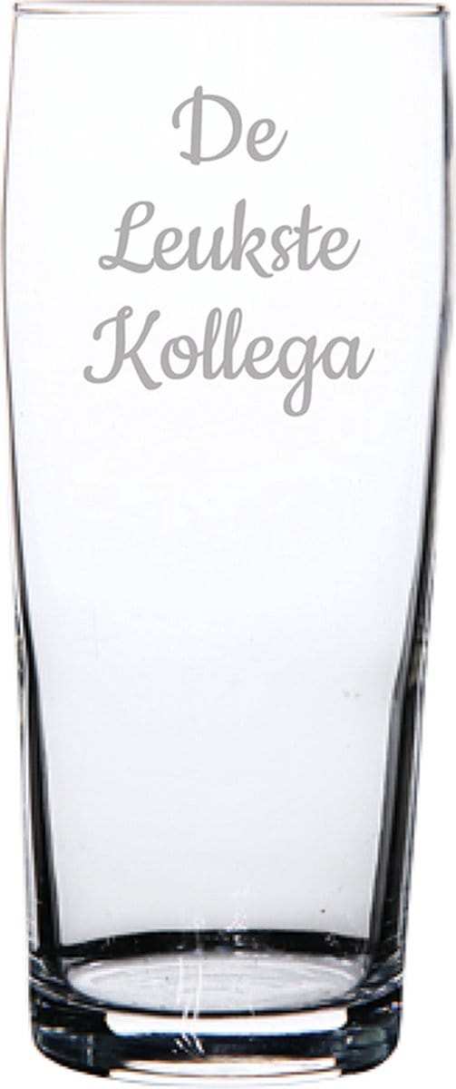 Gegraveerde bierfluitje 19cl De Leukste Kollega