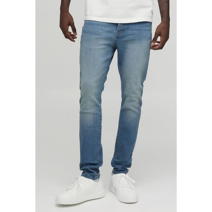 Essential Skinny Fit Stretch Washed Jeans | Antique Blue | Size 50S