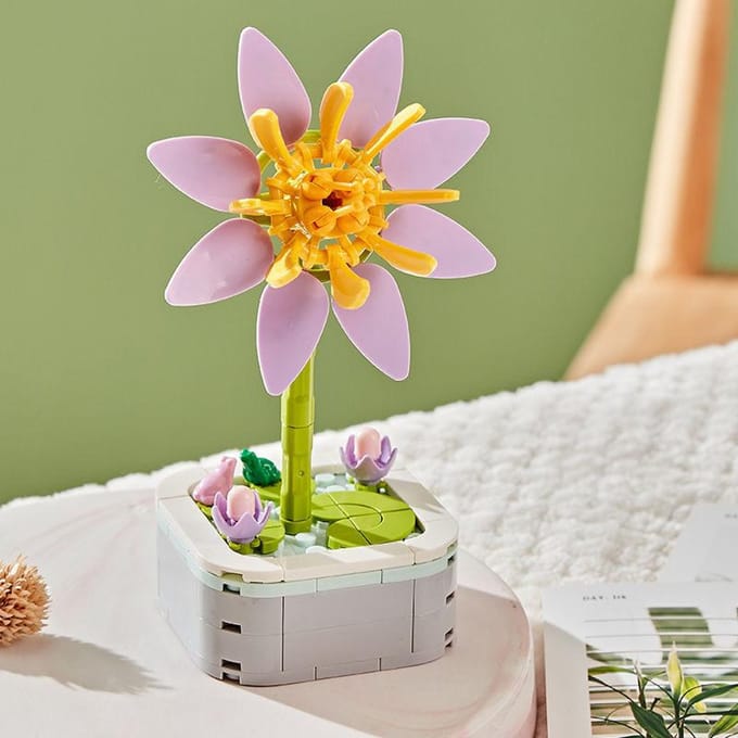 Eeuwig Boeket Tulp Bloem Lelie Bouwsteen 3D Model Huisdecoratie Plant Potplant Assemblage Blokken Valentijn Kindercadeaus NO BOX gray