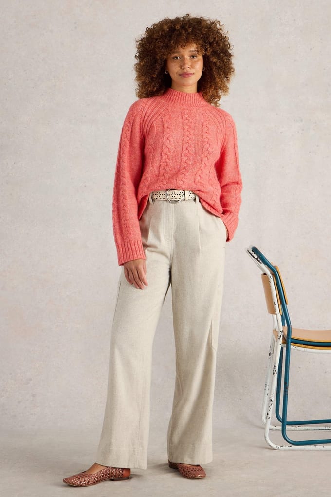 White Stuff Carlie Tweedy Cargo Trouser Light Natural Größe: 22 REGULAR | Cargohosen Outlet | Damen