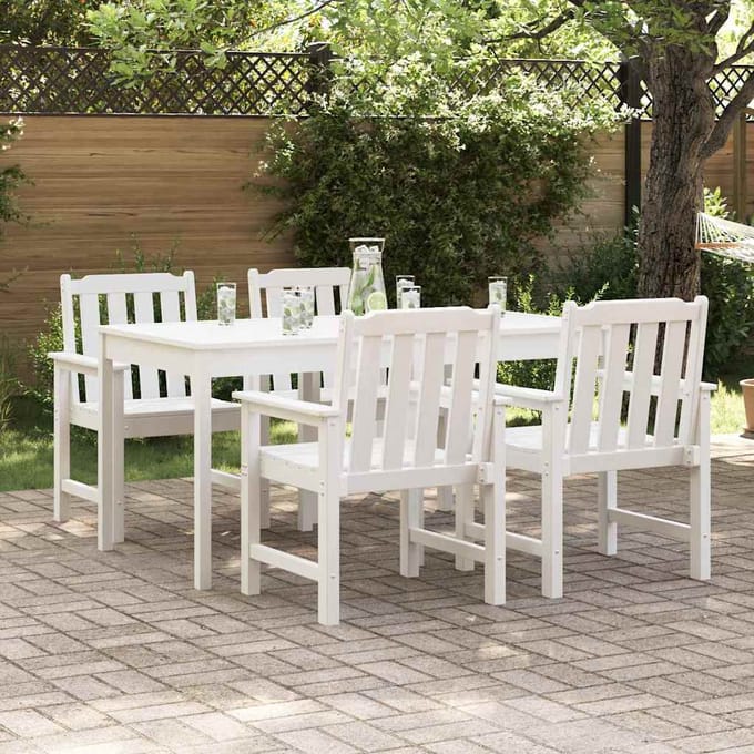 vidaXL Tuinstoel 4 pcs Wit 65.5 x 59 x 88 cm Polyetheen
