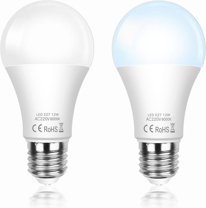 6x LED Lamp E27 Fitting 12W Koud Wit 6000K - Vervanger 100W Gloeilamp - 1200 Lumen