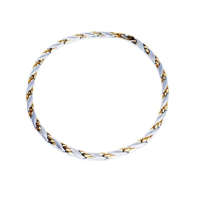 Germanium Element Sieraden Contrast Magneet Titanium Staal Lange ketting Herenketting white