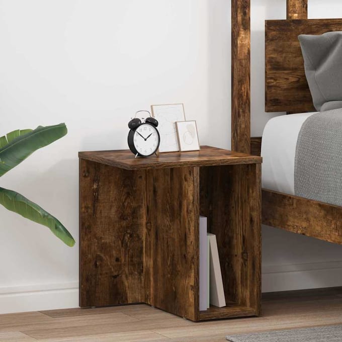 vidaXL - Bijzettafel - 2 - st - Gerookt - eiken - 37 - x - 32 - x - 40 - cm - Bewerkt - hout
