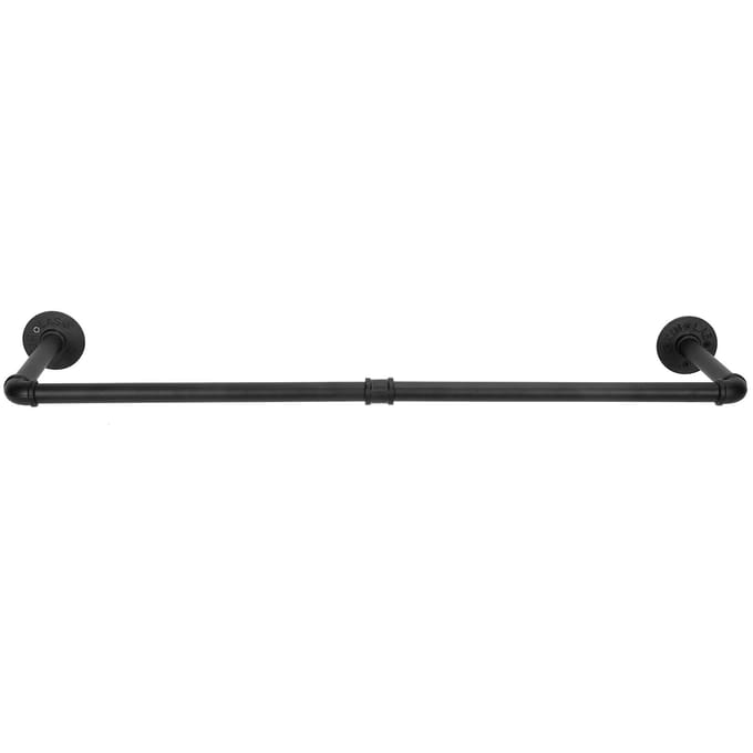 Portant à vêtements industriel robuste de 92 cm, fixation murale noire, barre de suspension blanc