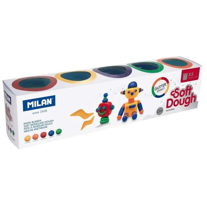 Set van 5 boetseerklei potjes Milan Glitter
