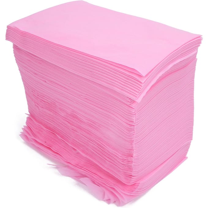 100 pièces Drap de lit jetable Salon de beauté Doux Non-tissé Drap de lit avec trou (Rose) pink
