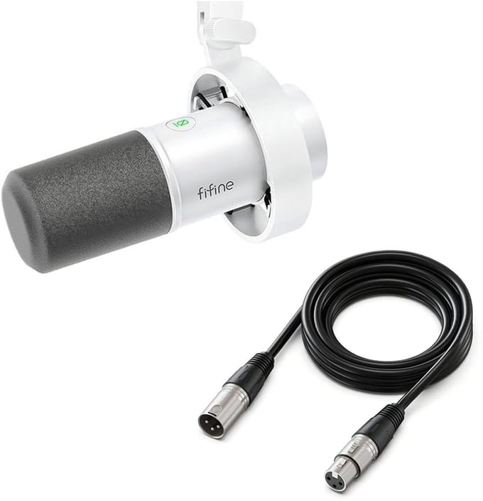 FIFINE K688 - Met XLR - USB / XLR - Dynamische Microfoon - Streaming - Podcasting - Gaming - Geschikt voor PS4 / PS5 / PC - Wit