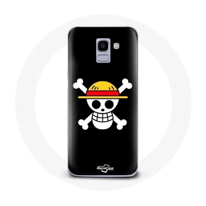 Case voor Samsung Galaxy A8 2018 One Piece Manga Skull Zwarte Achtergrond