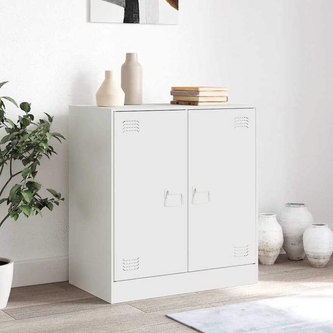 vidaXL - Dressoir - 67x39x73 - cm - staal - wit
