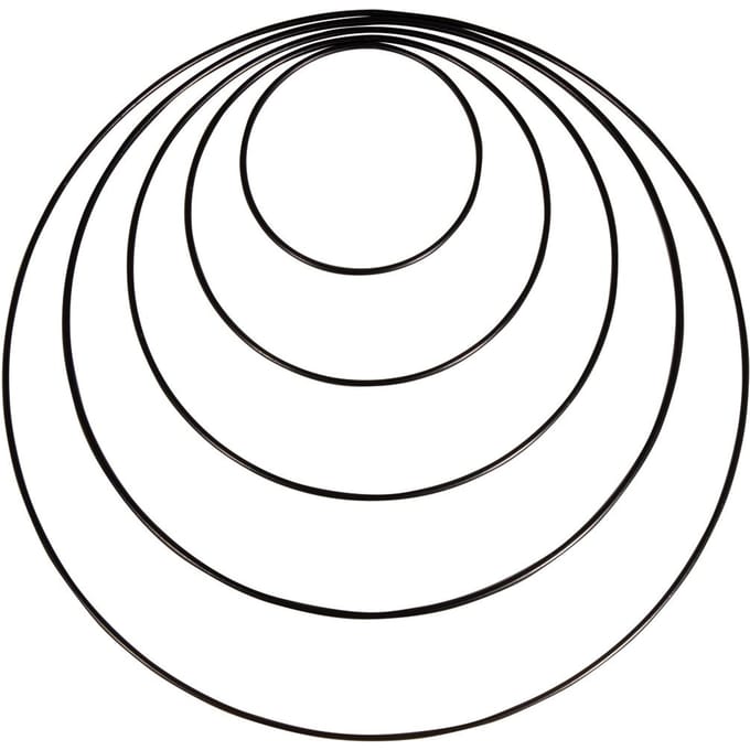 Metalen ring "Cirkel", 10 - 30 cm, set van 5, Zwart