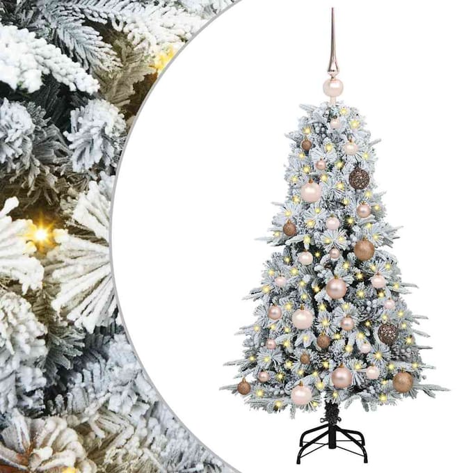 vidaXL - Kunstmatige - Hinged - Kerstboom - met - 150 - LED - Wit - 120 - cm - PE - en - PVC