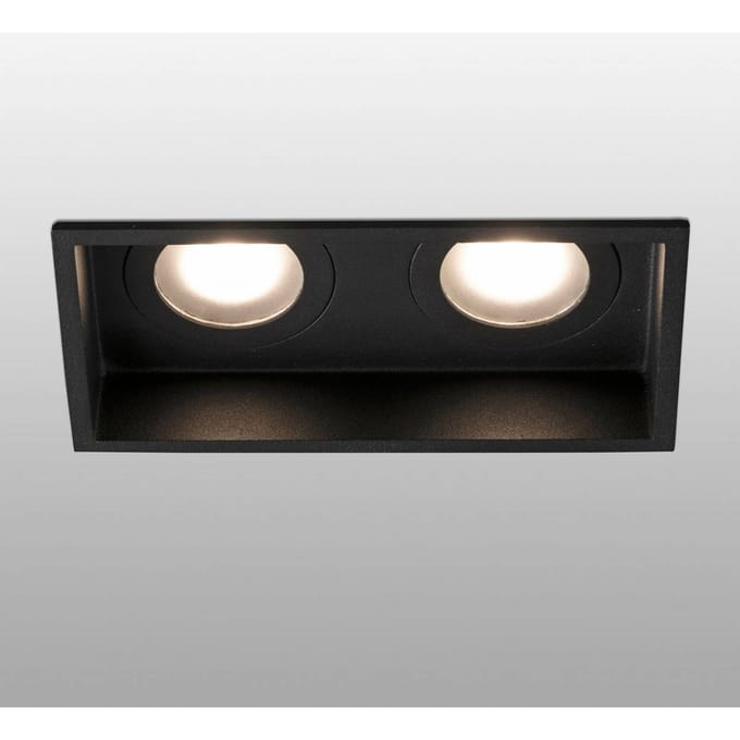 FARO BARCELONA Inbouwlamp Hyde, 2-lamps IP44 in zwart