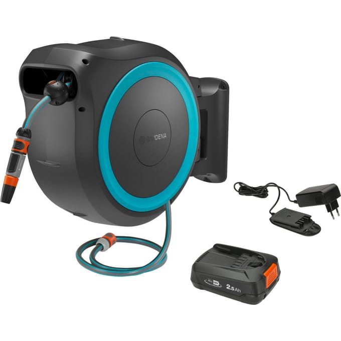 Gardena Accu-wandslangbox PowerRoll XL, gebruiksklare set, 35 m slang, turkoois