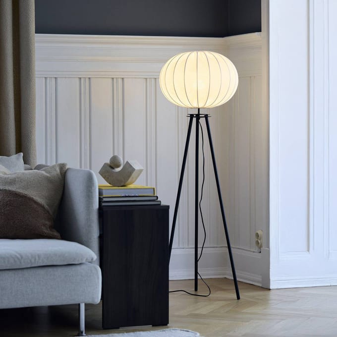 PR Home Vloerlamp Base, zwart, hoogte 125 cm, textiel