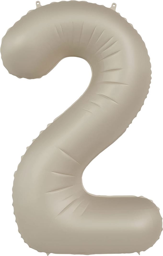 Folieballon Cijfer 2 - Creamy Latte - Ultra Matt - 86 cm