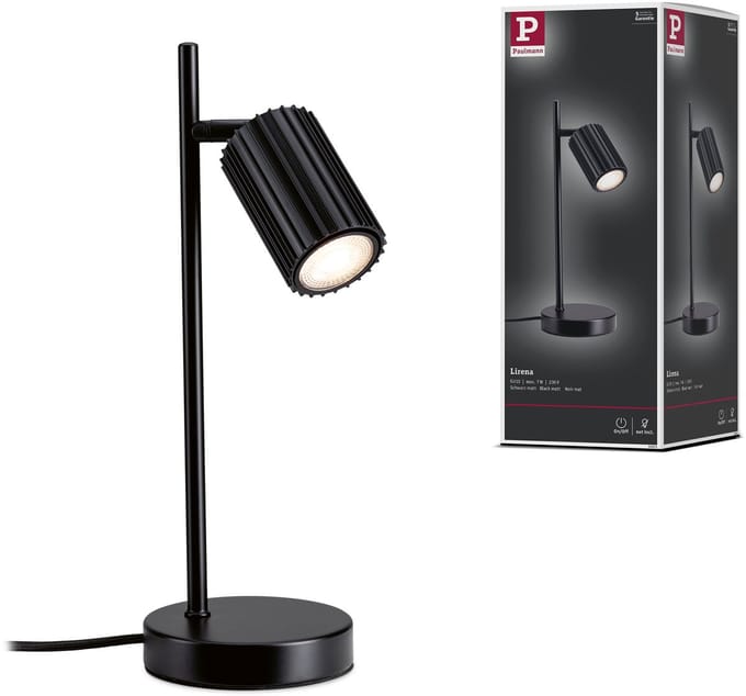 LED-tafellamp Lirena GU10 max. 7W Zwart mat Metaal