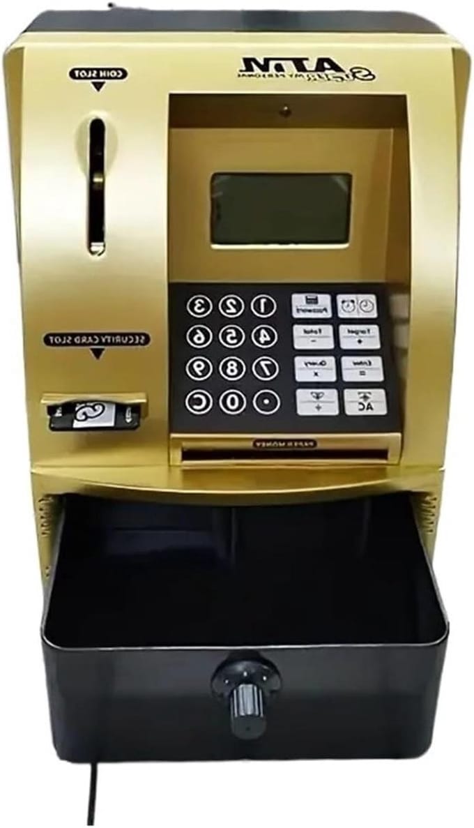 Geld Telmachine - Spaarpot Wekker - Geld Besparen - Wachtwoord Beveiliging - 1000 g - Goud