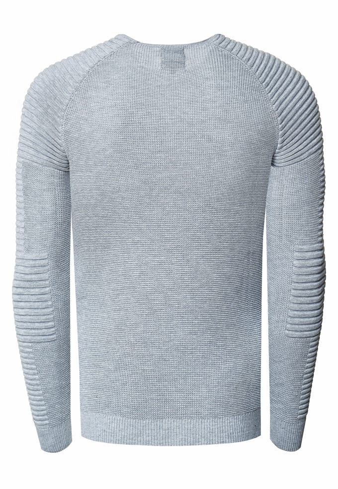 Slim fit fijngebreide biker trui met ronde hals
