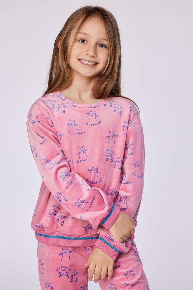 Woody pyjama meisjes - kat - roze - 252-10-YPE-V/951 - maat 92