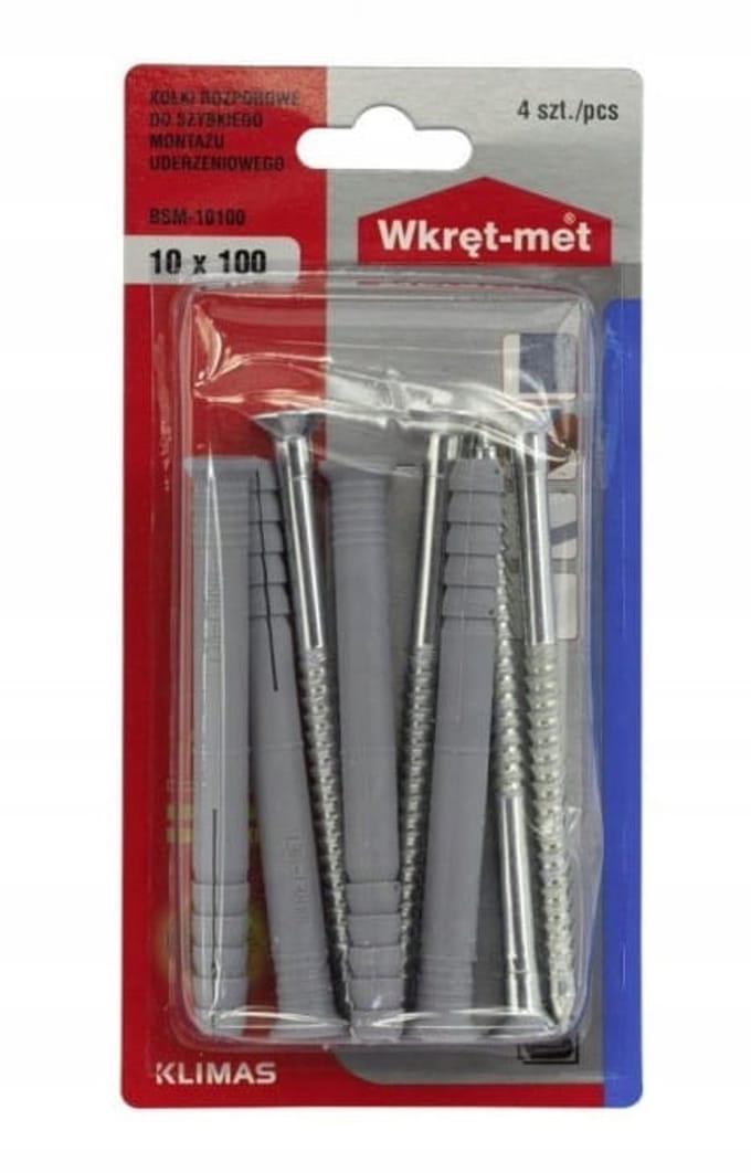 Wkręt-met Serie - Universele Spreidpluggen - 10x100mm - 4 Stuks - Polypropyleen/Staal