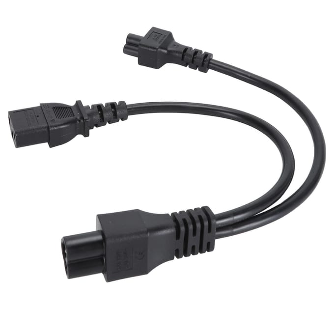 Câble adaptateur répartiteur IEC 320 C6 mâle vers C5+C13 femelle, cordon d'alimentation en Y pour ordinateurs portables et bureaux black