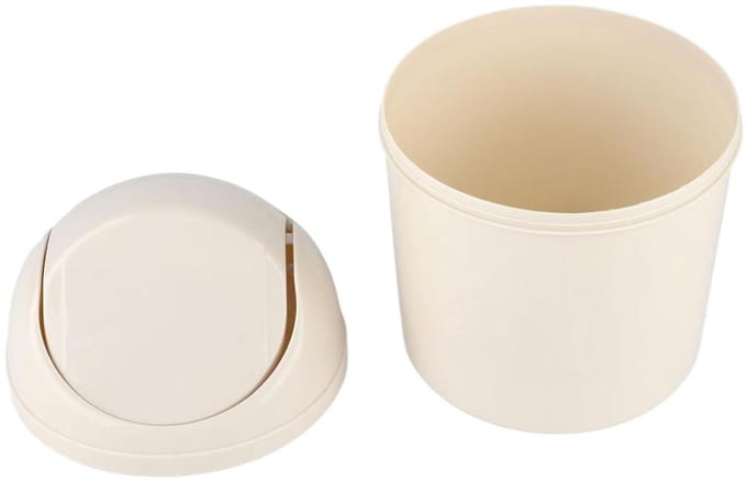 Mini prullenbak - Afvalmand deksel - Bureau opruimen - Compact formaat - 2.1 liter - Wit