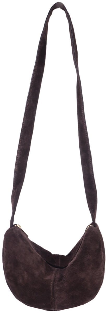 Giuliano lederen schoudetas Aria - Dames - Suede - Made in Italy - Koffie