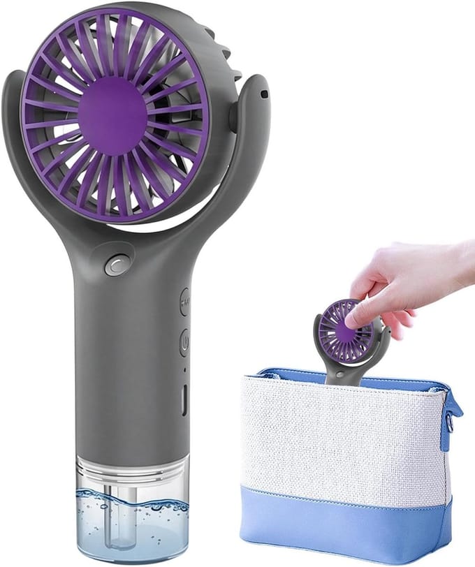 Draagbare Ventilator Verstuiver - Mini Cooler Spray - Buiten Koelen - Hydrateert Huid - 16.5 cm - Grijs