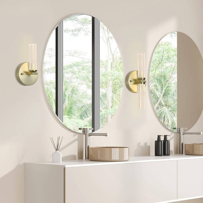 Searchlight LED badkamer wandlamp Aberdeen, hoogte 24 cm, messingkleurig metaal