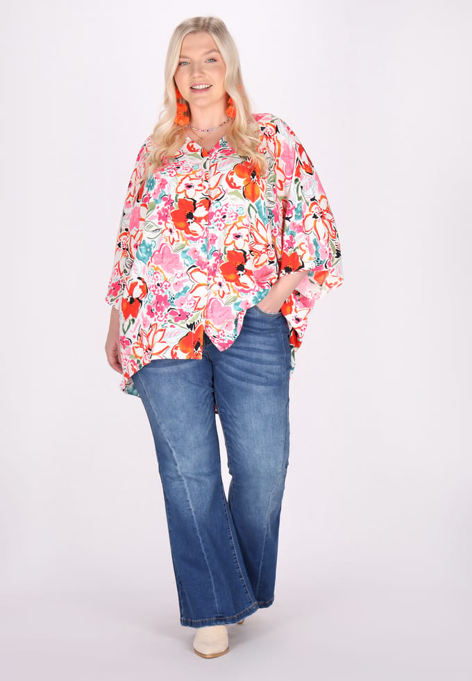 IZIA Grote maat blouse vrouwen roos