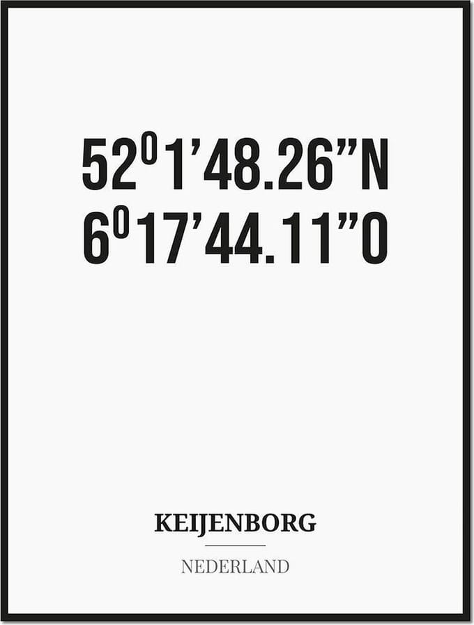Poster/kaart KEIJENBORG met coördinaten