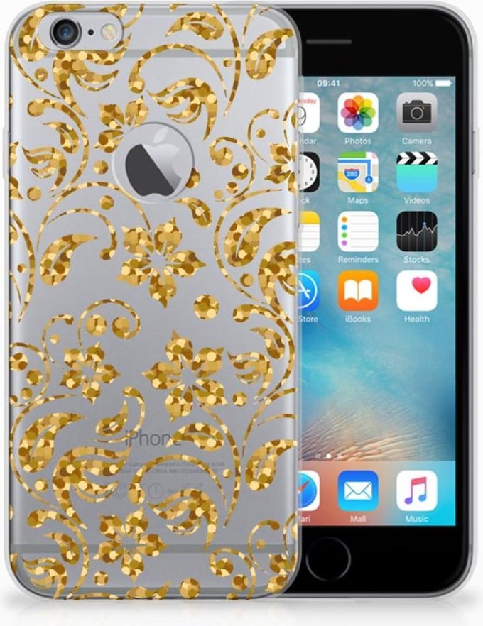 Apple iPhone 6 Plus | 6s Plus TPU Case Gouden Bloemen