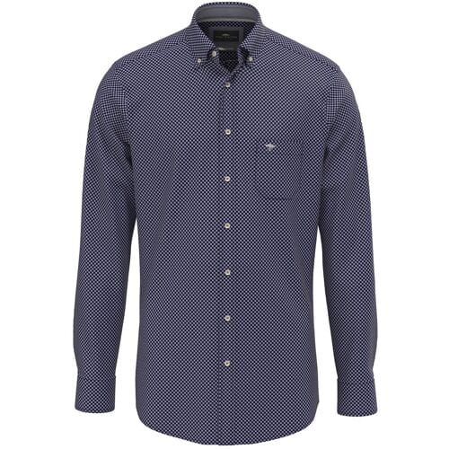Fynch-Hatton Overhemd Allover Mini Pattern Flanel Misty Blue / male