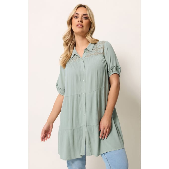 Yours Saliegroene Gelaagde Tshirt Size 42