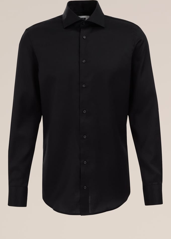 WE Fashion Heren Slim fit overhemd met structuur