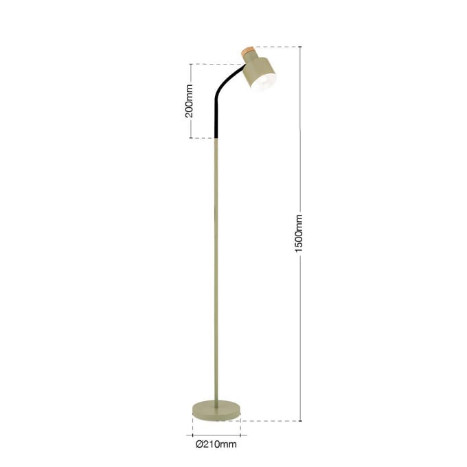 ORION Vloerlamp Gili, staal, lichtgroen, hoogte 150 cm, E27