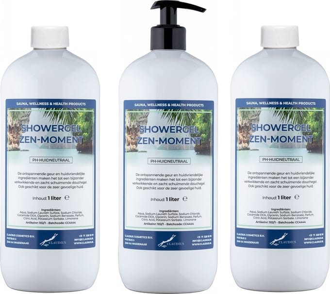 Douchegel Zen Moment 1 liter - set van 3 stuks - met gratis pomp - Showergel