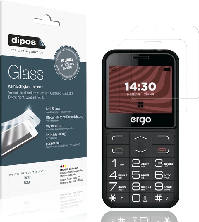 dipos – 2x Pantserfolie geschikt voor Ergo R231 | 9H Screenprotector