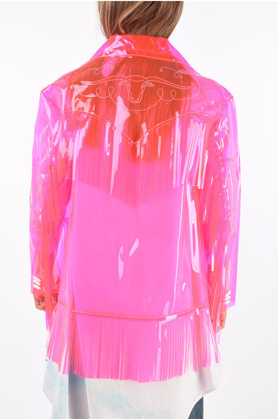 PVC westernjas met franjes in roze